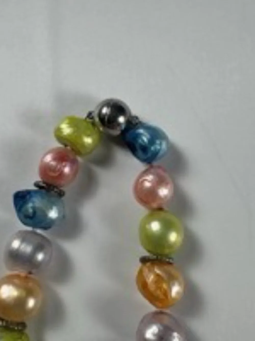 Vintage Multicolor Pearl Necklace Genuine Baroque Freshwater Dyed Magnetic Clasp